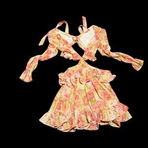 Cut out floral mini dress